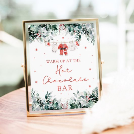 Red Christmas Santa Baby shower Hot Chocolate Bar Poster