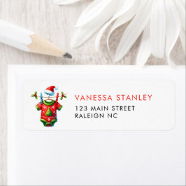 Red Christmas Santa Baby shower retouradres Etiket
