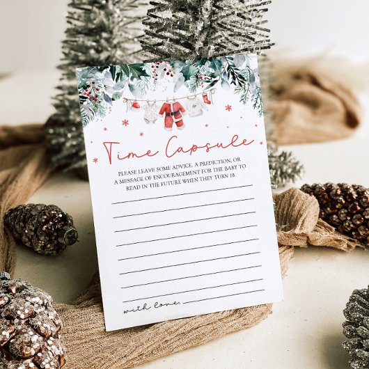 Red Christmas Santa Baby shower Time Capsule Game Kaart