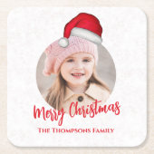Red Christmas Santa Hat Schattige feest Kartonnen Onderzetters (Voorkant)
