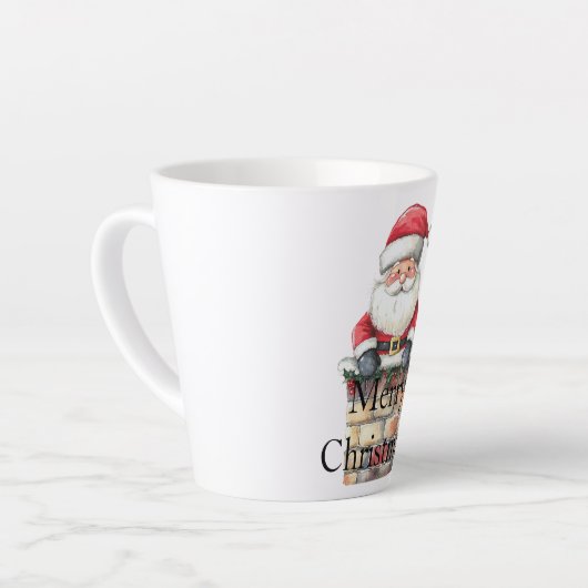 Red Christmas Santa in Chimney Latte Mok (Linkerhoek)