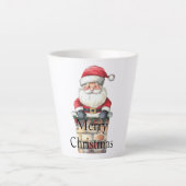 Red Christmas Santa in Chimney Latte Mok (Voorkant)