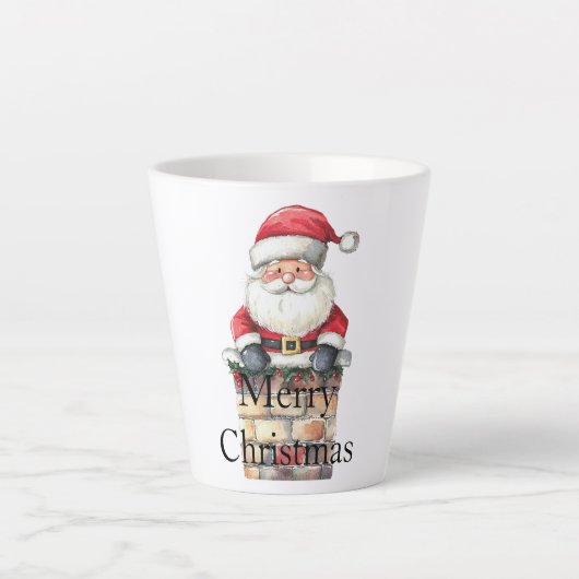 Red Christmas Santa in Chimney Latte Mok (Voorkant)