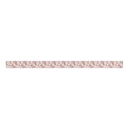 Red Christmas Santa Toile Grosgrain Lint (Voorkant)