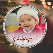 Red Christmas Script Foto Ornament