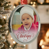 Red Christmas Script Foto Ornament
