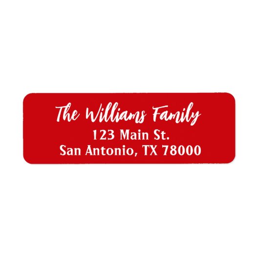 Red Christmas Script Return Address Etiket (Voorkant)