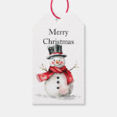 Red Christmas Snowman Cadeaulabel (Voorkant)