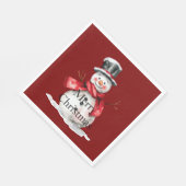 Red Christmas Snowman Servet (Hoek)
