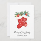Red Christmas Socks Holiday Greeting Card Feestdagenkaart (Voorkant)