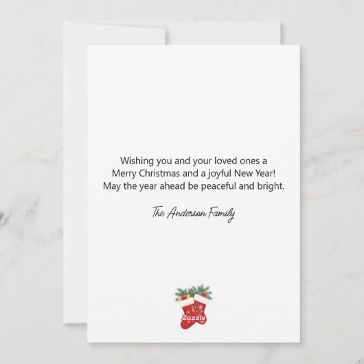 Red Christmas Socks Holiday Greeting Card Feestdagenkaart (Achterkant)