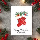 Red Christmas Socks Holiday Greeting Card Feestdagenkaart