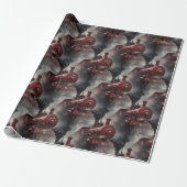 Red Christmas Steam Train  Cadeaupapier (Uitgerold)