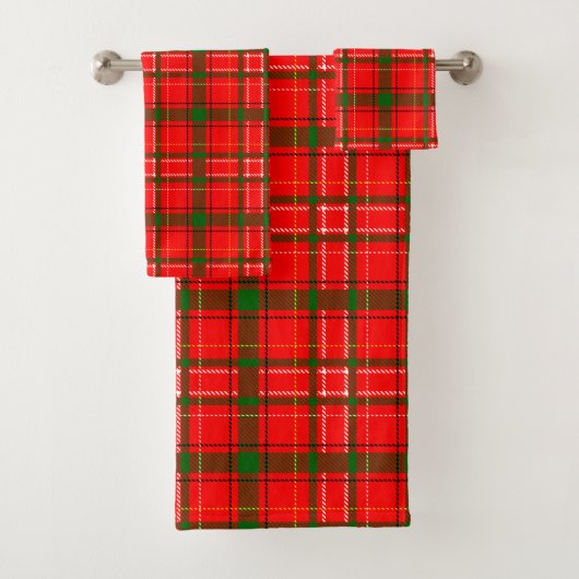 Red Christmas Tartan Plaid Pattern Design Bad Handdoek (Insitu)
