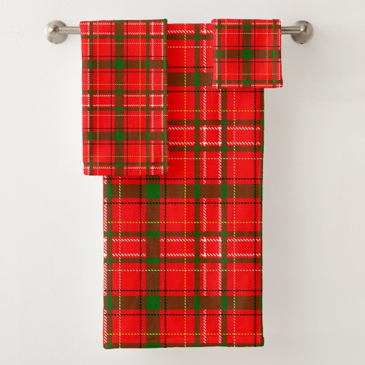 Red Christmas Tartan Plaid Pattern Design Bad Handdoek