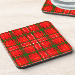 Red Christmas Tartan Plaid Pattern Design Bier Onderzetter
