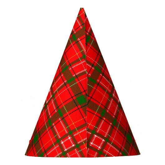 Red Christmas Tartan Plaid Pattern Design Feesthoedjes (Achterkant)