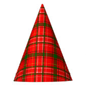 Red Christmas Tartan Plaid Pattern Design Feesthoedjes (Voorkant)