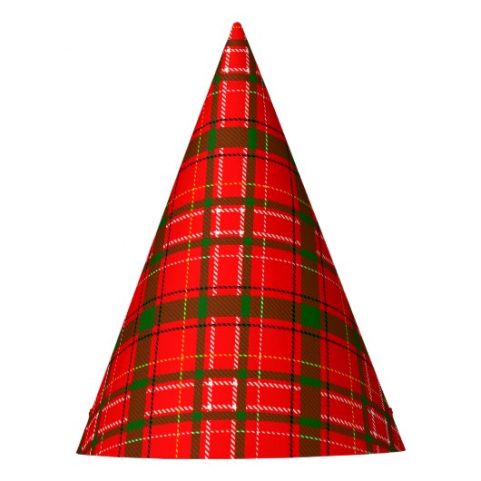 Red Christmas Tartan Plaid Pattern Design Feesthoedjes (Voorkant)