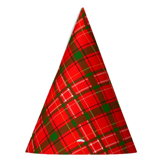Red Christmas Tartan Plaid Pattern Design Feesthoedjes (Links)