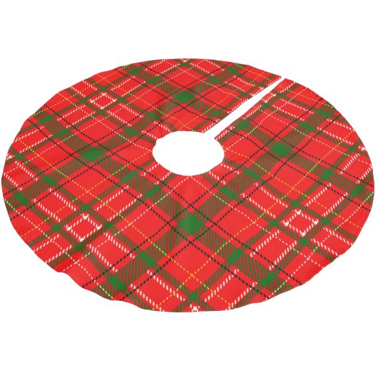Red Christmas Tartan Plaid Pattern Design Kerstboom Rok (Gekanteld)