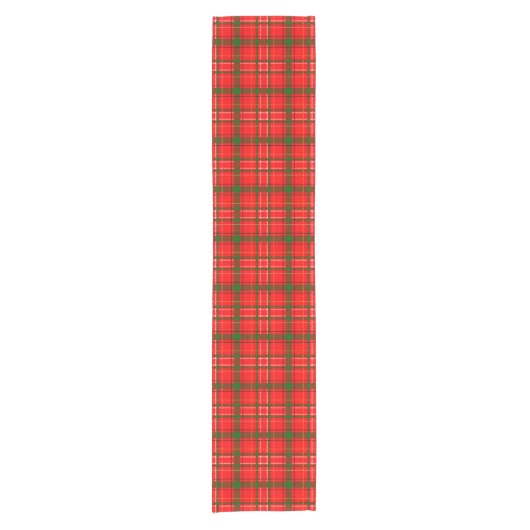 Red Christmas Tartan Plaid Pattern Design Korte Tafelloper (Voorkant)