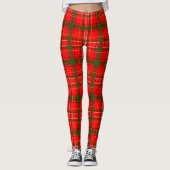Red Christmas Tartan Plaid Pattern Design  Leggings (Voorkant)
