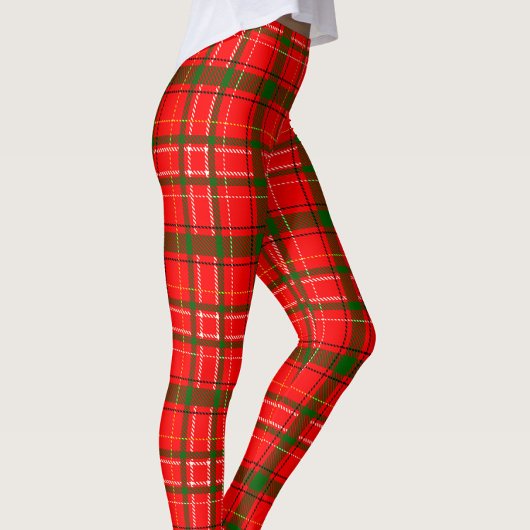 Red Christmas Tartan Plaid Pattern Design  Leggings