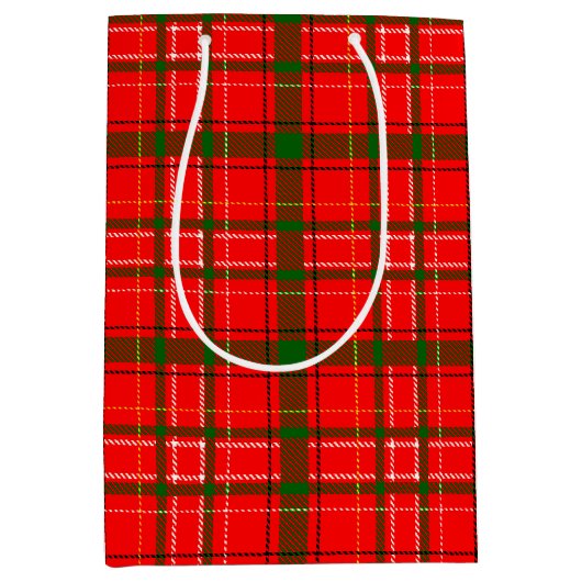 Red Christmas Tartan Plaid Pattern Design Medium Cadeauzakje (Voorkant)