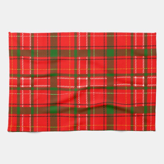 Red Christmas Tartan Plaid Pattern Design Theedoek (Horizontaal)