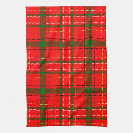 Red Christmas Tartan Plaid Pattern Design Theedoek (Verticaal)