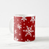 Red Christmas thema ontwerp met sneeuwvlokken Koffiemok (Voorkant links)