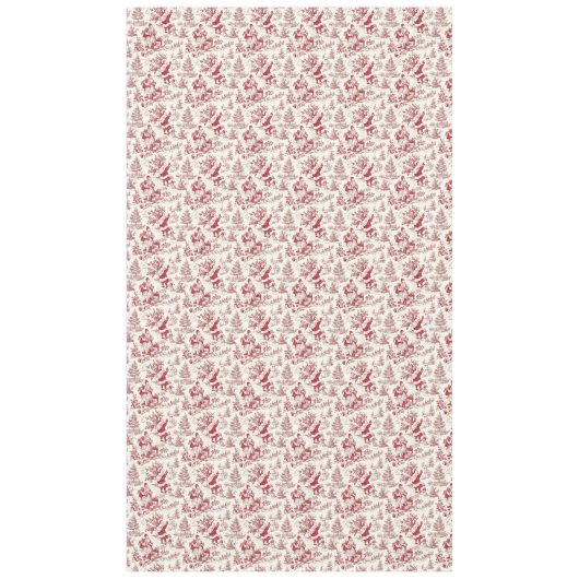 Red Christmas Toile Santa And Trees Tafelkleed (Voorkant)