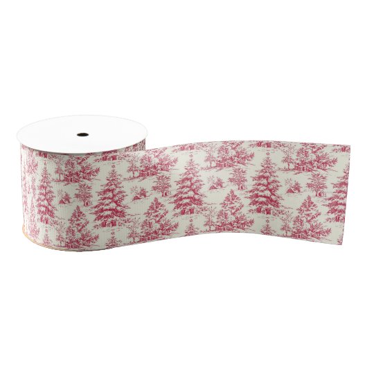 Red Christmas Toile Wrapping Paper Grosgrain Lint (Spoel)
