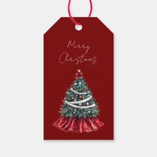 Red Christmas Tree Cadeaulabel (Voorkant)