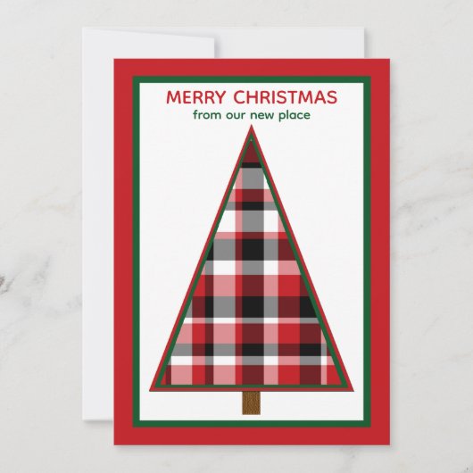 Red Christmas Tree Change of Address Invitations Feestdagenkaart (Voorkant)