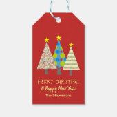 Red Christmas Tree Family Cadeaulabel (Voorkant)