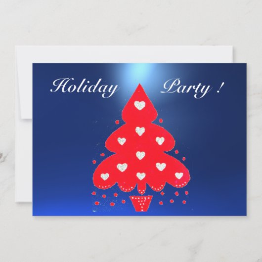RED CHRISTMAS TREE HOLIDAY PARTY blue Kaart (Voorkant)