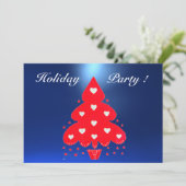 RED CHRISTMAS TREE HOLIDAY PARTY blue Kaart (Staand voorkant)