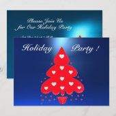 RED CHRISTMAS TREE HOLIDAY PARTY blue Kaart (Voorkant / Achterkant)