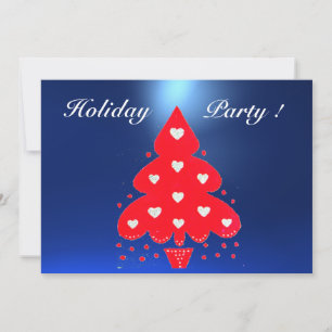 RED CHRISTMAS TREE HOLIDAY PARTY blue Kaart