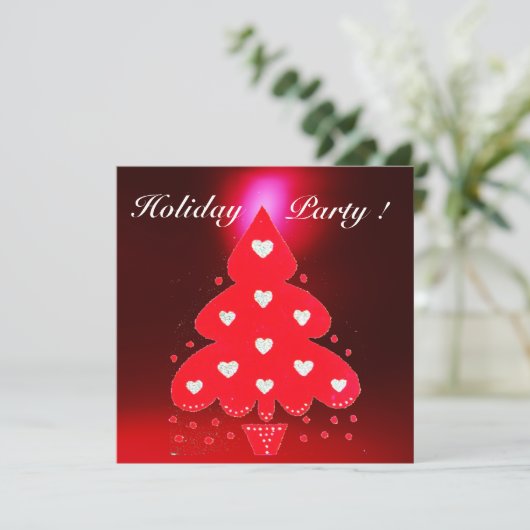 RED CHRISTMAS TREE HOLIDAY PARTY green white Kaart (Staand voorkant)