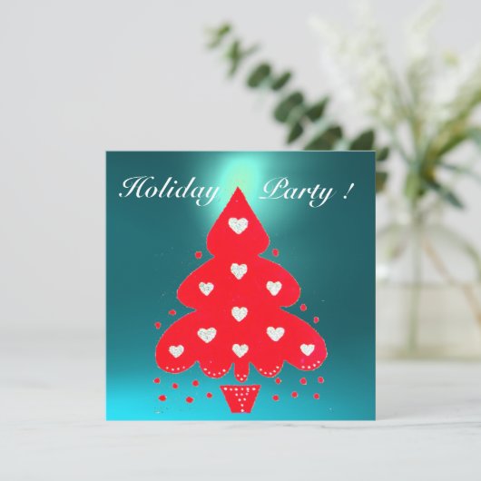 RED CHRISTMAS TREE HOLIDAY PARTY KAART (Staand voorkant)