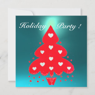 RED CHRISTMAS TREE HOLIDAY PARTY KAART
