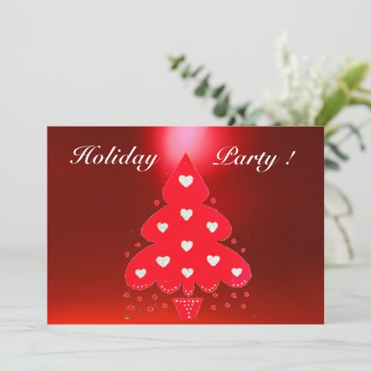 RED CHRISTMAS TREE HOLIDAY PARTY KAART (Staand voorkant)
