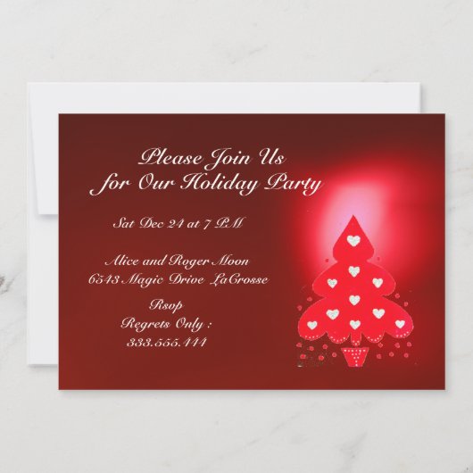 RED CHRISTMAS TREE HOLIDAY PARTY KAART (Achterkant)