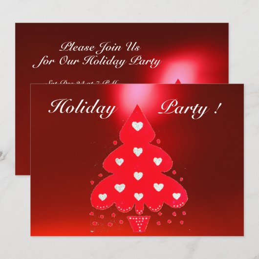 RED CHRISTMAS TREE HOLIDAY PARTY KAART (Voorkant / Achterkant)