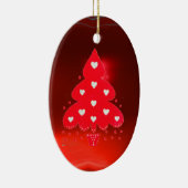 RED CHRISTMAS TREE HOLIDAY PARTY red Keramisch Ornament (Rechts)