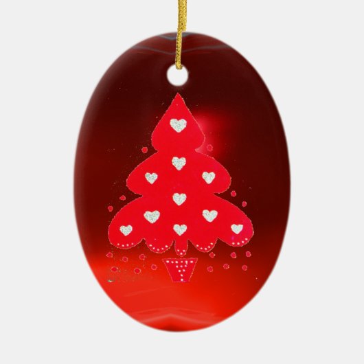 RED CHRISTMAS TREE HOLIDAY PARTY red Keramisch Ornament (Voorkant)