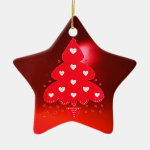 RED CHRISTMAS TREE HOLIDAY PARTY red Keramisch Ornament